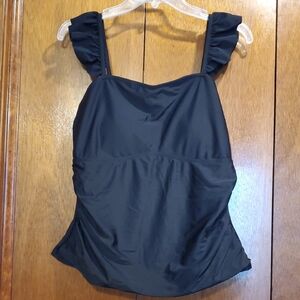 Elegant Black Ruffled Women's Swimsuit Top
